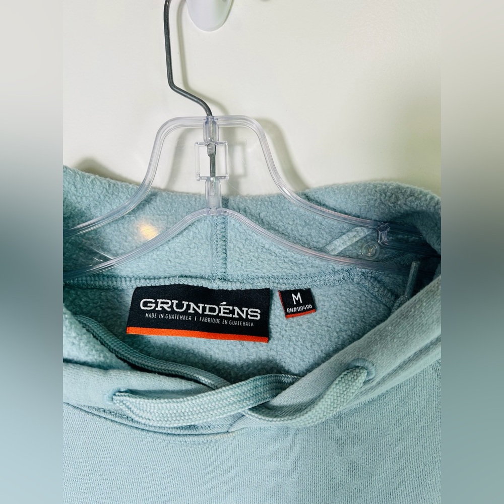 Grundens Fishing Supply Hoodie Mens Medium Teal/Blue Fleece Sweatshirt Pullover - Picture 5 of 10